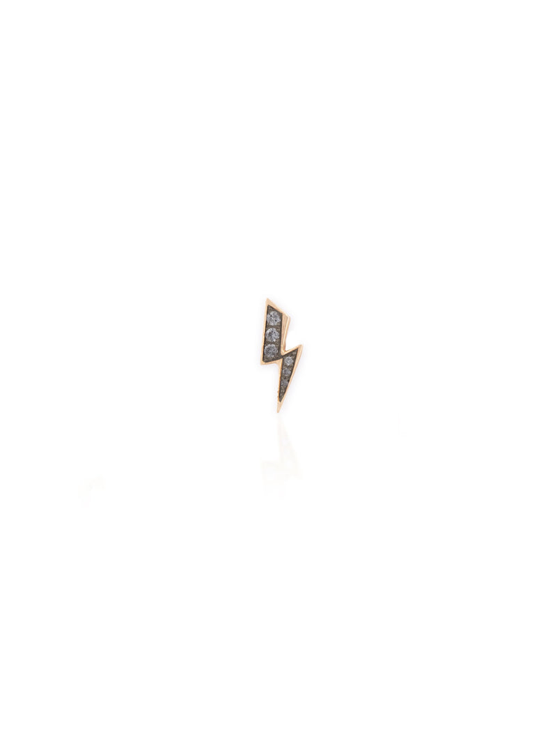 Gold Gray Diamond Thunder Single Earring