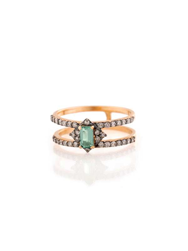 Gold Diamonds Stone Tiara Ring