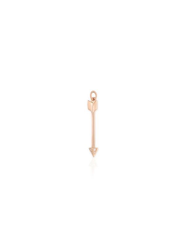 Tiny Arrow Hoop Charm - Gold Diamond