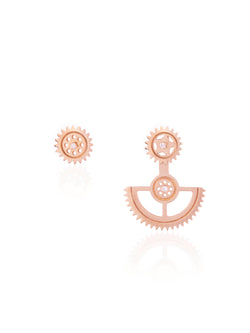 Uno Gear Earring With Extension (Mismatched) - Gold Diamond