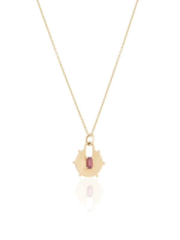 Small Aura Vertical Medallion - Gold Stone