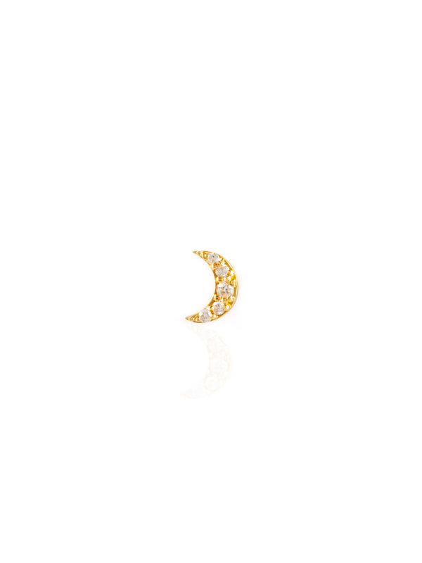 White Diamond Moon Single Earring