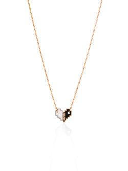 Yin to my Yang Pixel Heart Gold Necklace